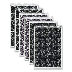 TOPS Fashion Steno Book, Gregg Rule, Assorted Black/White Patterned Covers, 6 x 9, 80 White Sheets, 6/Pack (355712)