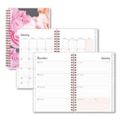 Blue Sky Joselyn Weekly/Monthly Planner, Joselyn Floral Artwork, 8 x 5, Pink/Peach/Black Cover, 12-Month (Jan to Dec): 2022 (110396)