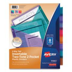 Avery Big Tab Insertable Two-Pocket Plastic Dividers, 8-Tab, 11.13 x 9.25, Assorted, 1 Set (710147)