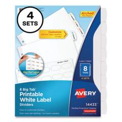 Avery Big Tab Printable White Label Tab Dividers, 8-Tab, Letter, White, 4 Sets (2420618)