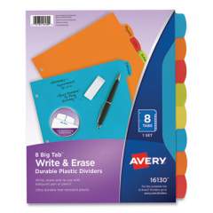 Avery Big Tab Write and Erase Durable Plastic Dividers, 8-Tab, Letter, Assorted, 1 Set (2609668)