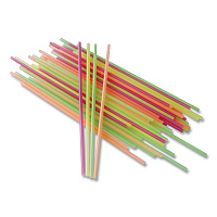 Neon Sip Sticks, 5.5" Polypropylene, Assorted Colors, 1,000/Pack (1241202)