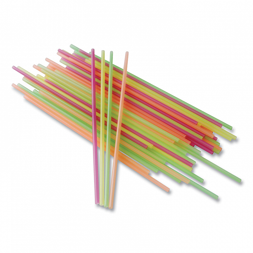 Neon Sip Sticks, 5.5" Polypropylene, Assorted Colors, 1,000/Pack (1241202)
