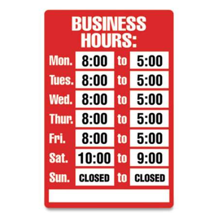 COSCO Open/Closed Business Hours Sign Kit, 8 x 12, Red (098071)