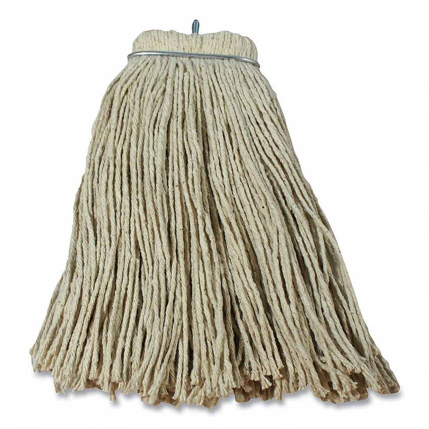 Layflat Regular Screw-Type Mop Head, Cotton, 20 oz, 1" Headband, White (12120EA)
