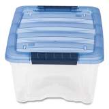 IRIS Stack and Pull Latching Flat Lid Storage Box, 3.23 gal, 10.9" x 16.5" x 6.5", Clear/Translucent Blue (100306)