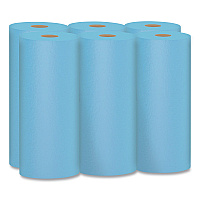 Shop Towels, 1-Ply, 10.4 x 11, Blue, 55/Roll, 6 Rolls/Pack (75180)