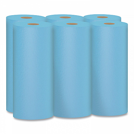 Shop Towels, 1-Ply, 10.4 x 11, Blue, 55/Roll, 6 Rolls/Pack (75180)