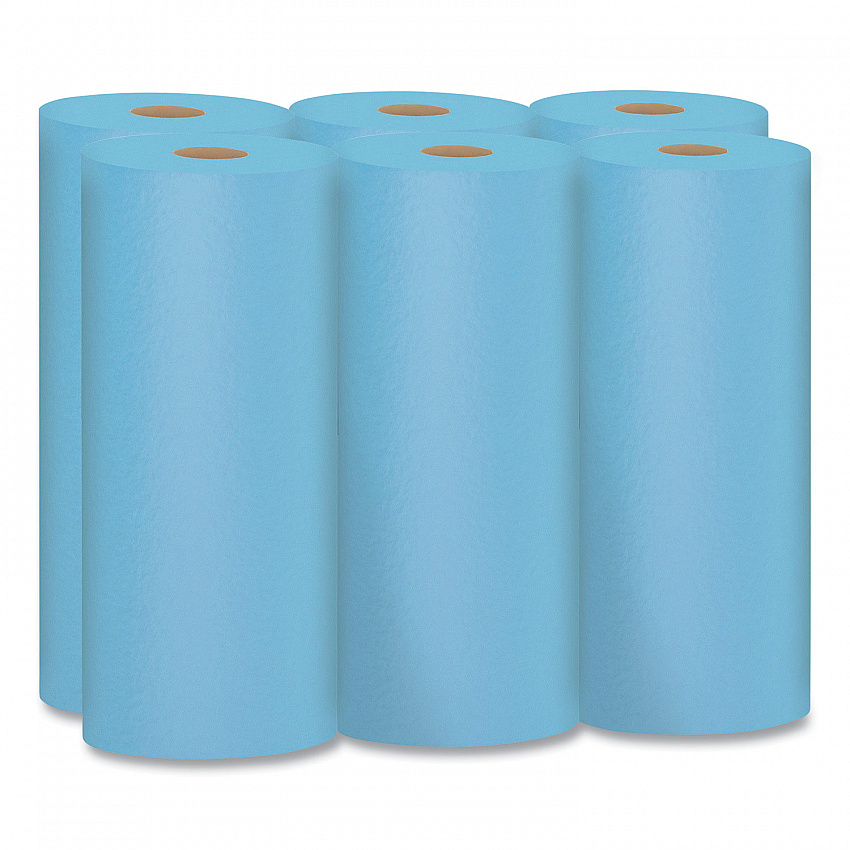 Shop Towels, 1-Ply, 10.4 x 11, Blue, 55/Roll, 6 Rolls/Pack (75180)