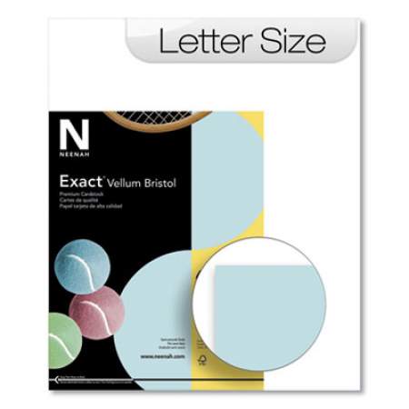 Neenah Paper Exact Vellum Bristol Cover Stock, 67lb, 8.5 x 11, Blue, 250/Pack (457784)