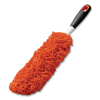 Good Grips Microfiber Duster, 4" x 12" Orange Duster Head, 6" Black Handle (1335180)