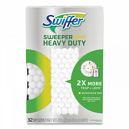 Heavy-Duty Dry Refill Cloths, 11 x 8.5, White, 32/Pack (77198)