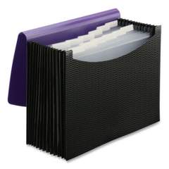 Smead 12-Pocket Poly Expanding File, 0.88" Expansion, 12 Sections, 1/6-Cut Tab, Letter Size, Black/Purple (2452739)