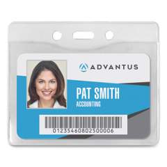 Advantus Security ID Badge Holder, Horizontal, 3.5 x 4.25, Frosted Transparent, 50/Box (75411)