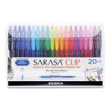 Zebra Sarasa Clip Gel Pen, Retractable, Fine 0.5 mm, Assorted Ink and Barrel Colors, 20/Pack (47220)