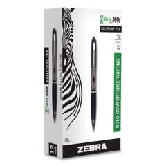 Zebra Z-GRIP MAX RETRACTABLE BALLPOINT PEN, 1.2MM, BLACK INK, TRANSLUCENT BLACK BARREL, DOZEN (20510)