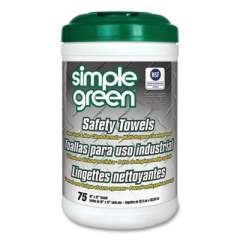 Simple Green Safety Towels, 10 x 11 3/4, 75/Canister, 6 per Carton (13351CT)