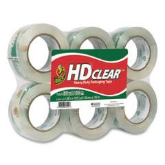 Duck Heavy-Duty Carton Packaging Tape, 3" Core, 1.88" x 109.3 yds, Clear, 6/Pack (299016)
