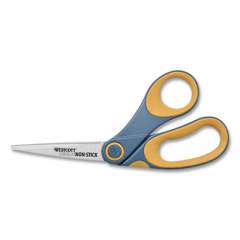 Westcott Non-Stick Titanium Bonded Scissors, 8" Long, 3.25" Cut Length, Gray/Yellow Bent Handle (14850)