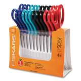 Fiskars Kids/Student Scissors, Pointed Tip, 5" Long, 1.75" Cut Length, Assorted Straight Handles, 12/Pack (95037197J)