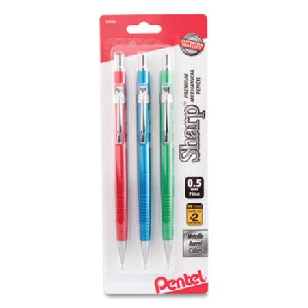 Pentel Sharp Mechanical Pencil, 0.5 mm, HB (#2.5), Black Lead, Assorted Barrel Colors, 3/Pack (P205MBP3M1)