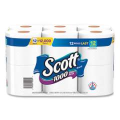 Scott Toilet Paper, Septic Safe, 1-Ply, White, 1000 Sheets/Roll, 12 Rolls/Pack, 4 Pack/Carton (10060)