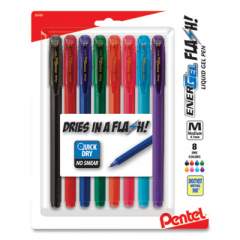 Pentel EnerGel Flash Gel Pen, Stick, Medium 0.7 mm, Assorted Ink and Barrel Colors, 8/Pack (BL417BP8M)