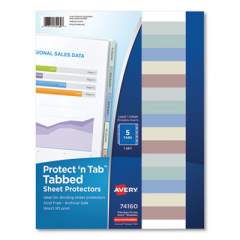 Avery Protect 'n Tab Top-Load Clear Sheet Protectors w/Five Tabs, Letter (74160)