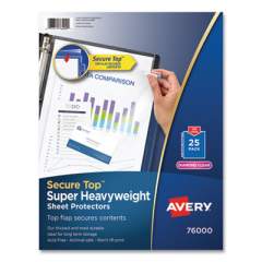 Avery Secure Top Sheet Protectors, Super Heavy Gauge, Letter, Diamond Clear, 25/Pack (76000)