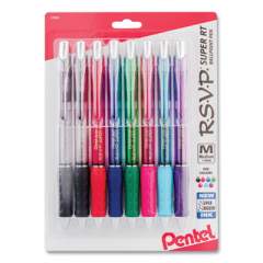 Pentel R.S.V.P. Super RT Ballpoint Pen, Retractable, Medium 1 mm, Assorted Ink and Barrel Colors, 8/Pack (BX480BP8M)