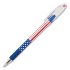 Pentel R.S.V.P. Stars and Stripes Ballpoint Pen, Stick, Fine 0.7 mm, Black Ink, Red/White/Blue Barrel, Dozen (BK90USAA)