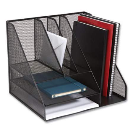TRU RED Wire Mesh Combination Organizer, Vertical/Horizontal, 8 Sections, Letter-Size, 12 x 12 x 13.97, Matte Black (24402452)