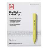 TRU RED Pen Style Chisel Tip Highlighter, Yellow Ink, Chisel Tip, Yellow Barrel, 36/Pack (24376639)