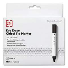 TRU RED Dry Erase Marker, Tank-Style, Medium Chisel Tip, Black, Dozen (24376603)