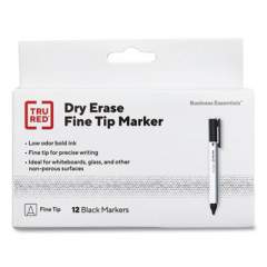 TRU RED Dry Erase Marker, Pen-Style, Fine Bullet Tip, Black, 36/Pack (24376617)
