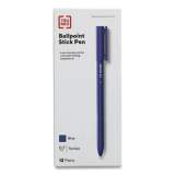 TRU RED Ballpoint Pen, Stick, Fine 0.7 mm, Blue Ink, Blue Barrel, Dozen (24326830)