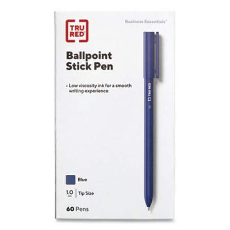 TRU RED Ballpoint Pen, Stick, Medium 1 mm, Blue Ink, Blue Barrel, 60/Pack (24328147)