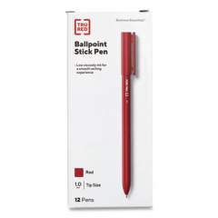 TRU RED Ballpoint Pen, Stick, Medium 1 mm, Red Ink, Red Barrel, Dozen (24326832)