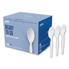 Perk Eco-ID Mediumweight Compostable Cutlery, Teaspoon, White, 300/Pack (24394118)