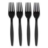 Perk Heavyweight Plastic Cutlery, Fork, Black, 100/Pack (24390990)