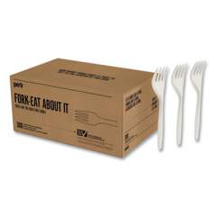 Perk Mediumweight Plastic Cutlery, Fork, White, 300/Pack (24390987)