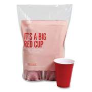 Perk Plastic Cold Cups, 16 oz, Red, 50/Pack (24375272)