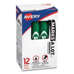 Avery MARKS A LOT Regular Desk-Style Permanent Marker, Broad Chisel Tip, Green, Dozen (7885) (07885)