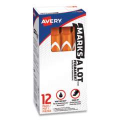 Avery MARKS A LOT Large Desk-Style Permanent Marker, Broad Chisel Tip, Orange, Dozen (8883) (08883)