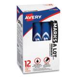 Avery MARKS A LOT Regular Desk-Style Permanent Marker, Broad Chisel Tip, Blue, Dozen (7886) (07886)