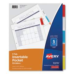 Avery Insertable Dividers w/Single Pockets, 5-Tab, 11 1/4 x 9 1/8 (11270)