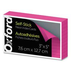 Oxford Self-Stick Index Cards, 3 x 5, Pink, 100/Pack (61200E)