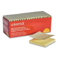 Universal Fan-Folded Self-Stick Pop-Up Note Pads, 3" x 3", Yellow, 90-Sheet, 24/Pack (35694)