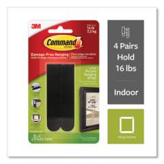 Command Picture Hanging Strips, Removable, Holds Up to 4 lbs per Pair, 0.75 x 3.65, Black, 4 Pairs/Pack (17206BLK)