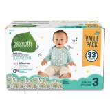 Seventh Generation Free and Clear Baby Diapers, Size 3, 16 lbs to 24 lbs, 93/Carton (44122)